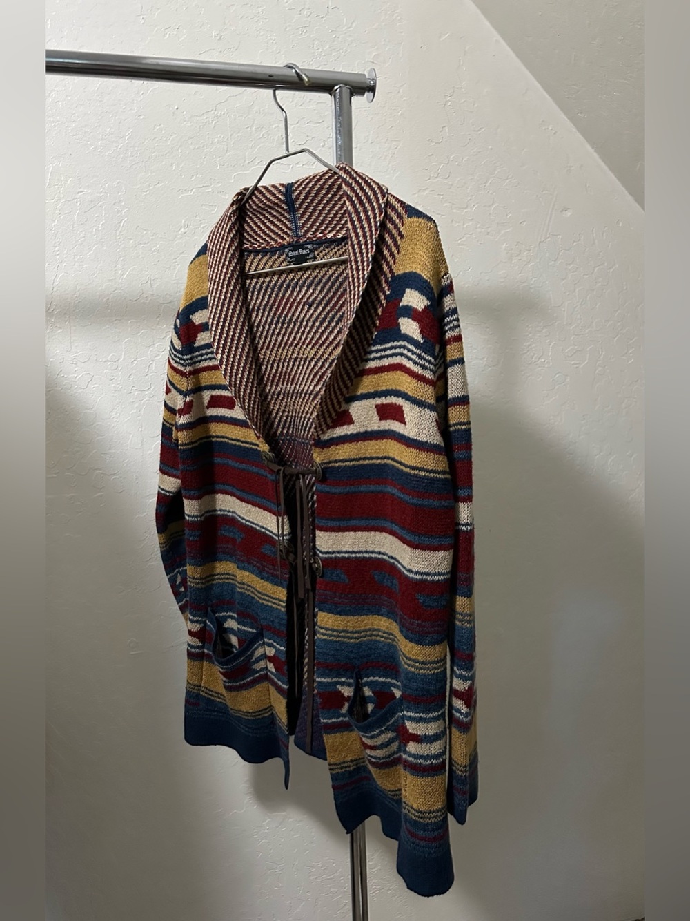 Striped Shawl Collar Cardigan Sweater - Multicolor